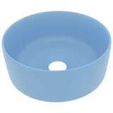 vidaXL Razkošen umivalnik okrogel mat svetlo moder 40x15 cm keramičen | Shoptok.si