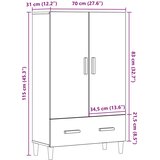  Visoka ploča Artisan hrast 70x31x115 cm izrađeno drvo Smeđa | shoptok.hr