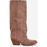 Boto Women's cowboy boots with zipper beige Isalina | Shoptok.si