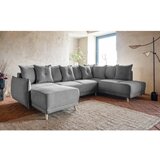 Miuform siva raztegljiva kotna sedežna garnitura iz rebrastega žameta (desni kot/v obliki črke "u") lazy lukka – | Shoptok.si