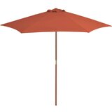 vidaXL Vrtni suncobran s drvenom šipkom 270 cm boja cigle | shoptok.hr