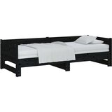  Dnevni ležaj na izvlačenje crni 2x (80x200) cm masivna borovina | shoptok.hr