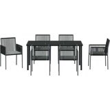 vidaXL Set 4 Črna, svetlo siva PE ratan, pena, blago 54 x 60.5 x 83.5 cm | Shoptok.si