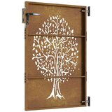  Vrtna vrata 85 x 150 cm od čelika COR-TEN s uzorkom stabla | shoptok.hr
