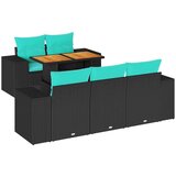  Vrtna garnitura - 6-dijelni set vrtnih sofa s jastucima crni od poliratana - Crna 1 | shoptok.hr