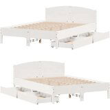 vidaXL Okvir kreveta bez madraca bijeli 140x200 cm od masivne borovine | shoptok.hr