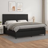  s oprugama i madracem crni 200x200 cm od umjetne kože | shoptok.hr