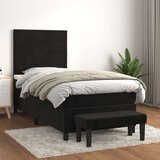 vidaXL Box spring postelja z vzmetnico črn 90x190 cm žamet | Shoptok.si