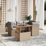 Maison Chic Seti vrtnega pohištva - Vrtna garnitura - Vrtni pohištvo set 5-delna z blazinami bež poli ratan, (21817162) | Shoptok.si
