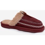 Boto Women's slippers with fur and embroidery burgundy Perivelle | Shoptok.si