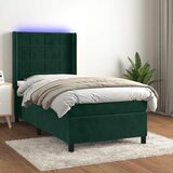  Krevet box spring s madracem LED tamnozeleni 80 x 200 cm baršun - Tamnozelena 80 x 200 cm Blok s kvadratima Cijene