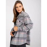 Fashion Hunters Solomia plaid shirt in grey and pink with long sleeves