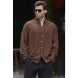 Madmext Men's Brown Long Sleeve Oversize Shirt 6735 cene