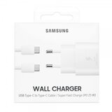 Samsung hišni polnilec EP-TA800XWE super fast charge (type c) in podatkovni kabel EP-DA705BWE (type c - type c) - bel Cene