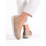 Shelvt Women's openwork moccasins beige | Shoptok.si