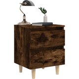  Nočna omarica z lesenimi nogami dimljeni hrast 40x35x50 cm, (20624366) | Shoptok.si