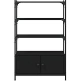  Knjižna omara 3-nadstropna črna 70x30x109,5 cm inženirski les | Shoptok.si