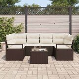  Sjedeća garnitura za vrt 7 kom. 6-Broj sjedala Smeđa i krem 234 x 122 x 85 cm | Shoptok.si