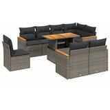Maison Chic Seti vrtnega pohištva - Vrtna garnitura - Vrtni pohištvo set 9-delna z blazinami siv poli ratan, (21804040) | Shoptok.si