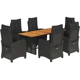 vidaXL 7-dijelni vrtni blagovaonski set s jastucima crni od poliratana | shoptok.hr