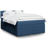 vidaXL Box spring postelja z vzmetnico modra 160x200 cm blago | Shoptok.si