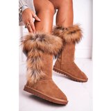 Kesi women's Snow Boots With Fur Leather Suede Camel Balvin Cene