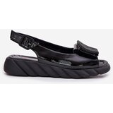 ARTIKER Leather Patent Women's Wedge Sandals with Decoration Black | ePonuda.com