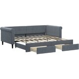  Dnevni krevet s pomoćnim ležajem i ladicama bez madraca tamno siva 90x190 cm | shoptok.hr