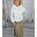 Pri Warm sweater sweatshirt with hood, detachable fur and feathers BOMBAY | shoptok.hr