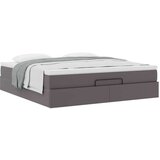 vidaXL Otomanski posteljni okvir z vzmetnico siv 180x200 cm um. usnje | Shoptok.si