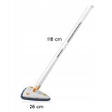  Retoo OR1148 360° rotirajući trokutasti mop s automatskim cijeđenjem – teleskopska drška, mikrovlakna, 26 cm | shoptok.hr