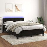  Box spring s madracem LED crni 140x190 cm baršun Cijene