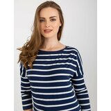 Fashion Hunters Cotton blouse BASIC FEEL GOOD in navy and white Cene