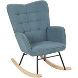 HOMCOM zibajoči stol berber vlakna (100% poliester), bukov les, jeklo, pena 98G x 71Š x 101V cm Svetlo modra, (5000242860) | Shoptok.si