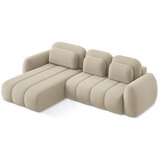 Makamii Svjetlo smeđa sklopiva/s prostorom za odlaganje kutna garnitura od bouclé tkanine (s lijevim kutom/s ležaljkom) Pele – | shoptok.hr