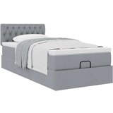 vidaXL Otomanski posteljni okvir z vzmetnico siv 90x200 cm blago | Shoptok.si