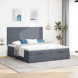 vidaXL Otomanski posteljni okvir z vzmetnicami siv 200x200cm žamet | Shoptok.si