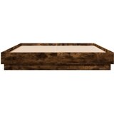 vidaXL Posteljni okvir z LED diodami dimljeni hrast 160x200 cm | Shoptok.si