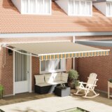 vidaXL Avtomatski Zložljivi Senčnik Zeleni in Rumeni 400x300 cm, Tenda za zamenjavo tkanine za okvir 4x3 m Zeleni in Rumeni | Shoptok.si