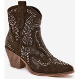 Boto Insulated Women Cowboy Boots With Decoration Dark Green Lelira | Shoptok.si
