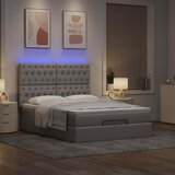  Otomanski krevet s madracem i LED smeđesivi 140x200 cm tkanine | shoptok.hr