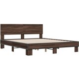 vidaXL Posteljni okvir rjav hrast 150x200 cm inženirski les in kovina, (21151943) | Shoptok.si