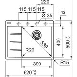 Franke 114.0637.492 Centro CNG 611-62 TL/7 pomivalno korito iz umetnega kamna | Shoptok.si