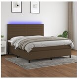 vidaXL Box spring postelja z vzmetnico LED temno rjava 180x200cm blago | Shoptok.si