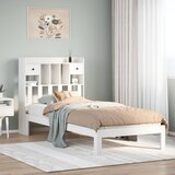 vidaXL Knjižna postelja brez vzmetnice bela 90x190cm trdna borovina | Shoptok.si