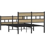 vidaXL Kovinski posteljni okvir brez vzmetnice sonoma hrast 120x190 cm | Shoptok.si