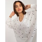 Fashion Hunters Ecru women's oversize sweatshirt with appliqué cene
