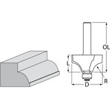 Makita profilno glodalo s ležajem R 9,5 mm, 31,8 mm, drška 8 mm D-48549 | shoptok.hr