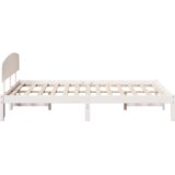 vidaXL posteljni okvir z naslonjalom beli 135x190 cm iz trdnega bora | Shoptok.si
