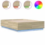 Maison Chic Posteljni okvir - Dvoposteljna postelja - Zakonska postelja z LED lučkami sonoma hrast 120x190 cm inž. les, (21696676) Cene